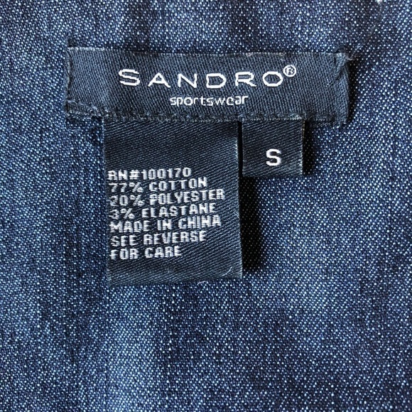 Sandro Sportswear Belted Denim Jacket Small - Picture 7 of 12